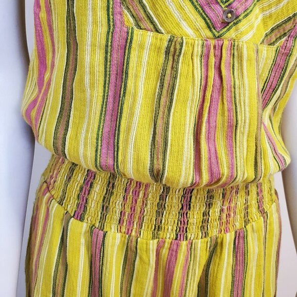 prAna California Dreaming Maxi Dress Organic Cotton Yellow Stripes Sz S colorful - Picture 4 of 9